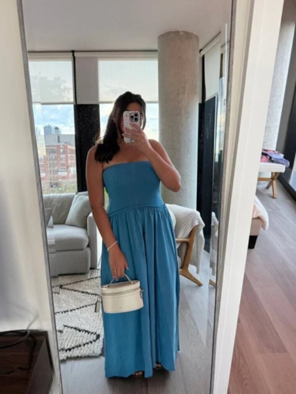SOLID & STRIPED The Strapless Soglio Dress in French Blue Size Medium